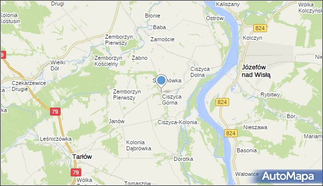 mapa Ciszyca Górna, Ciszyca Górna na mapie Targeo